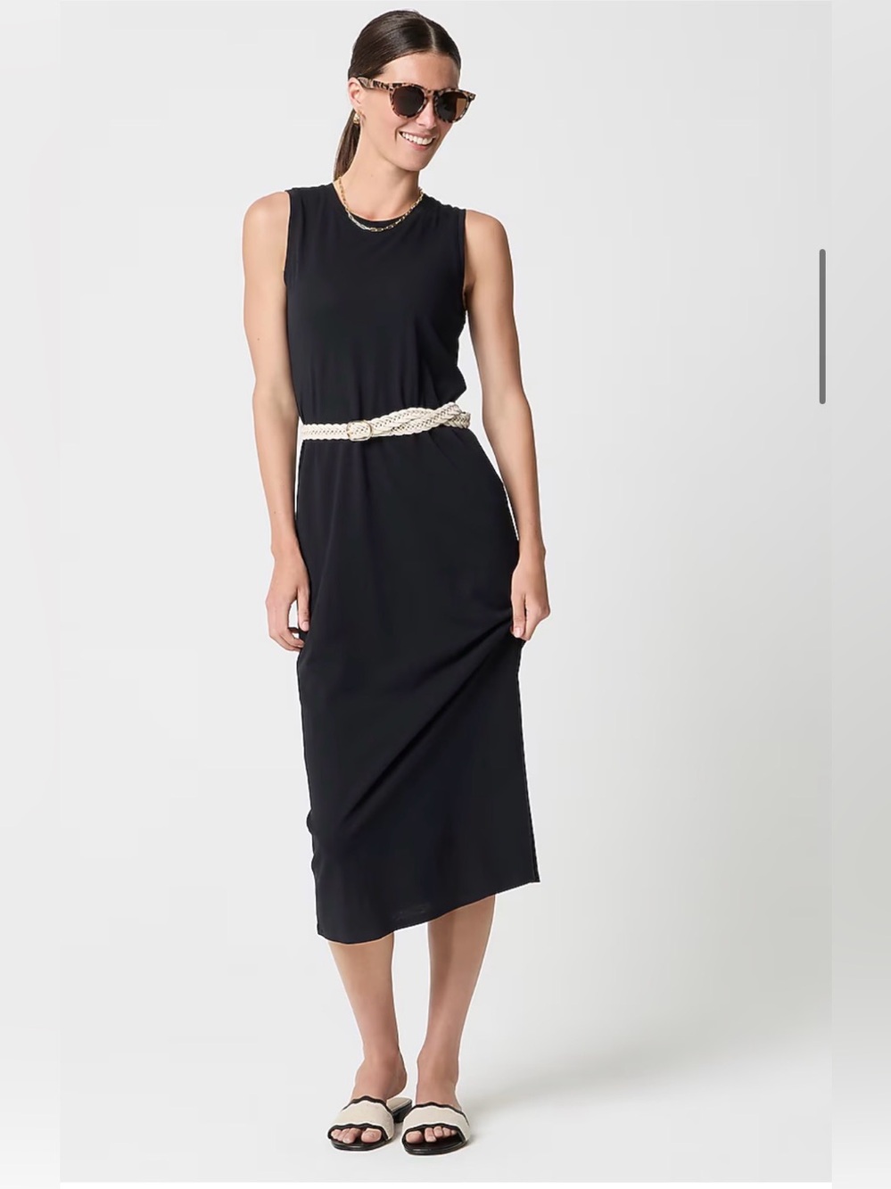 JCrew Sleeveless Black Midi Dress (XSP)